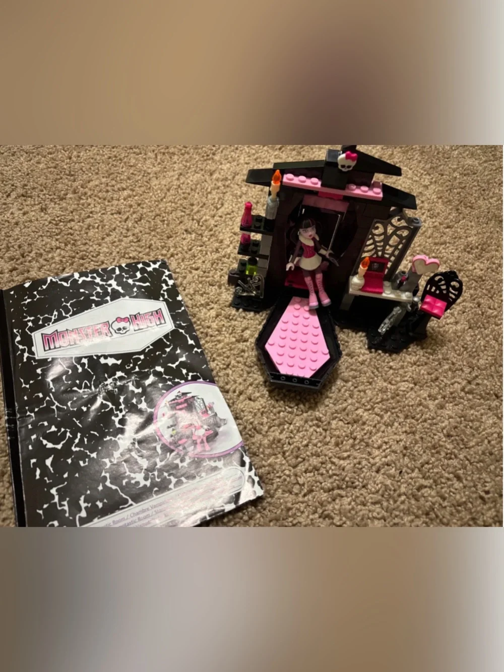 Monster high Black and Pink Coffin Doll Display Storage